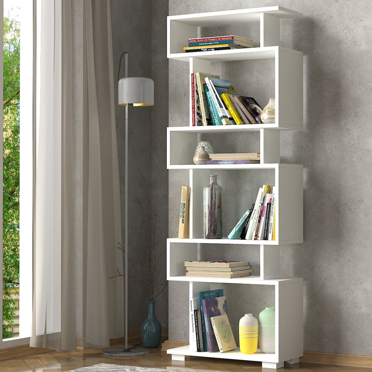 Librería melamina blanca 60x165x19,5 cm (3)
