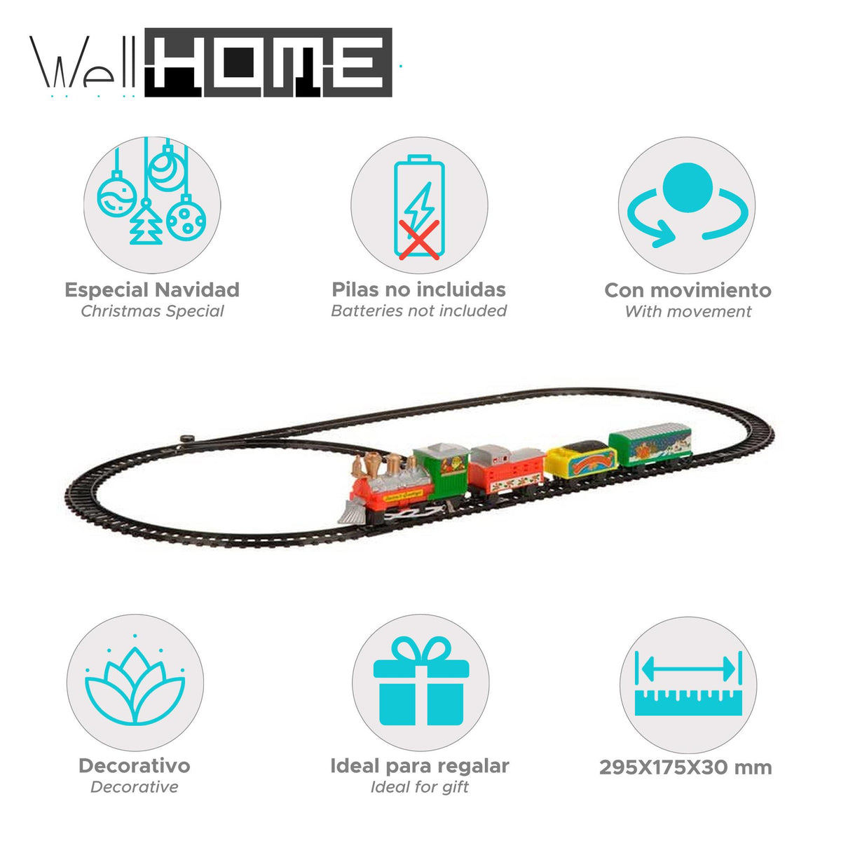 Tren de Navidad 9 pzs para decoración navideña (2)