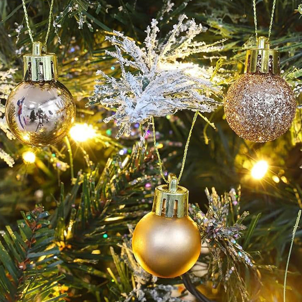 100 bolas de Navidad color rosa en tubo acabados variados (3)