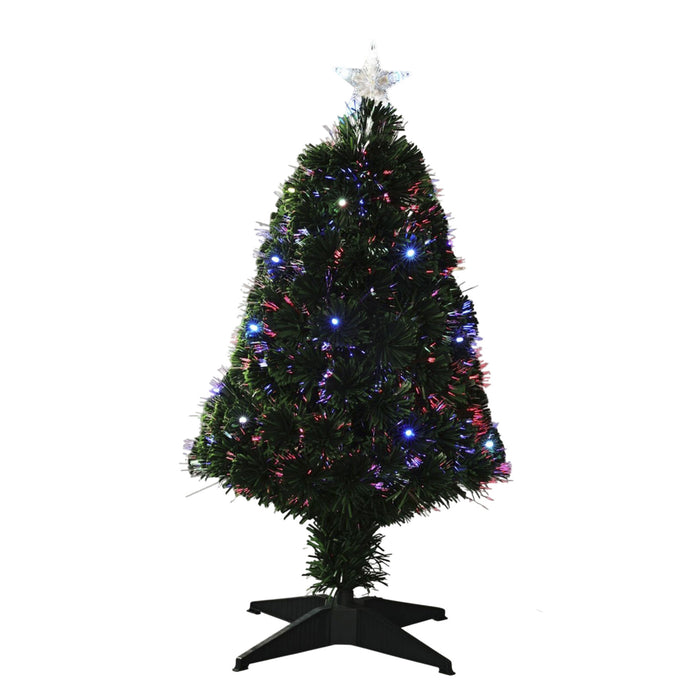 Árbol de Navidad fibra óptica 20 LED multicolor estrella H90cm