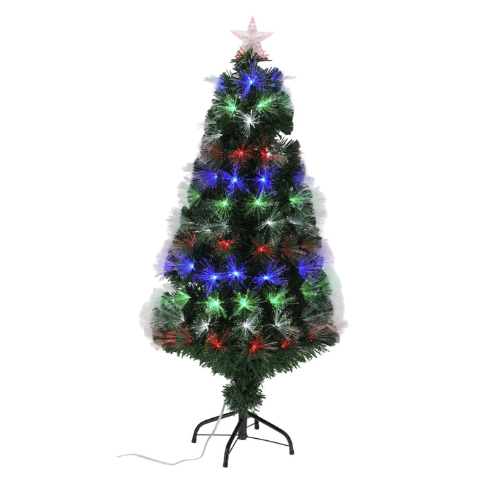 Árbol de Navidad fibra óptica 135 LED multicolor estrella H120cm