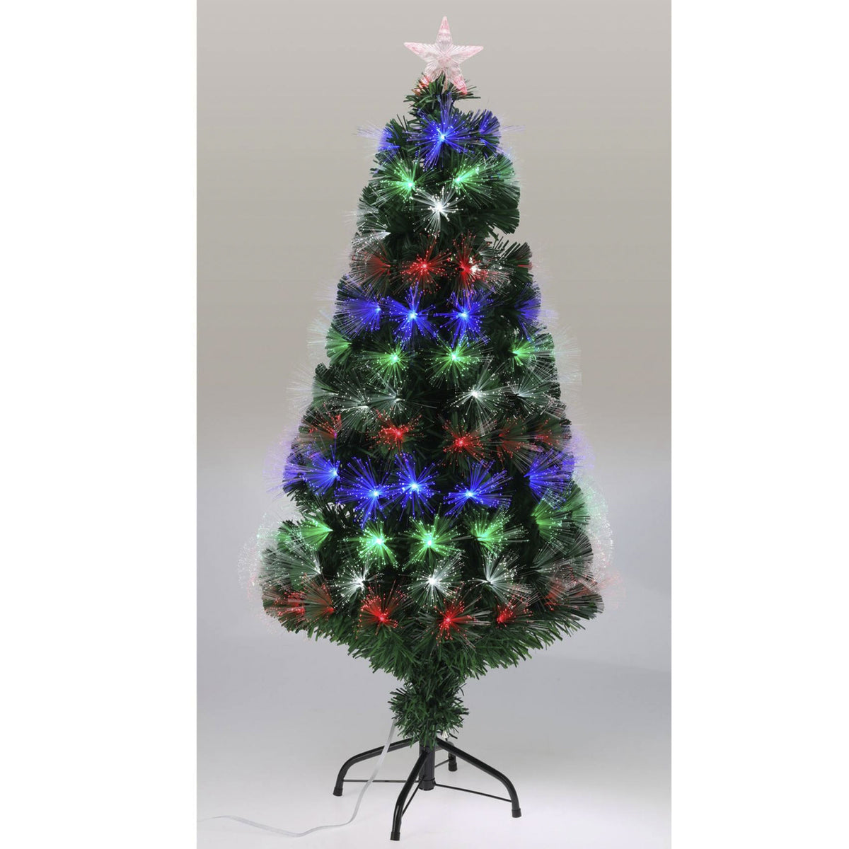 Árbol de Navidad fibra óptica 135 LED multicolor estrella H120cm (5)