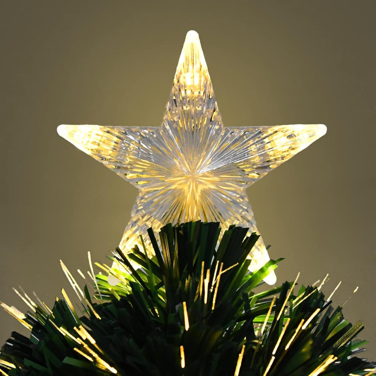 Árbol de Navidad fibra óptica 60 LED blanco cálido estrella H60cm (3)