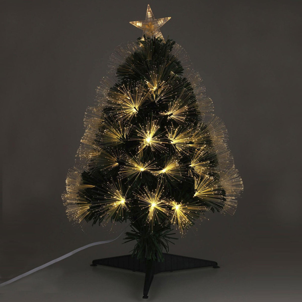 Árbol de Navidad fibra óptica 60 LED blanco cálido estrella H60cm (5)