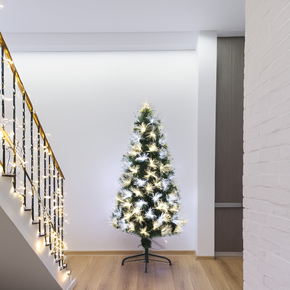 Árbol de Navidad fibra óptica 135 LED 8 funciones de color H120cm (3)