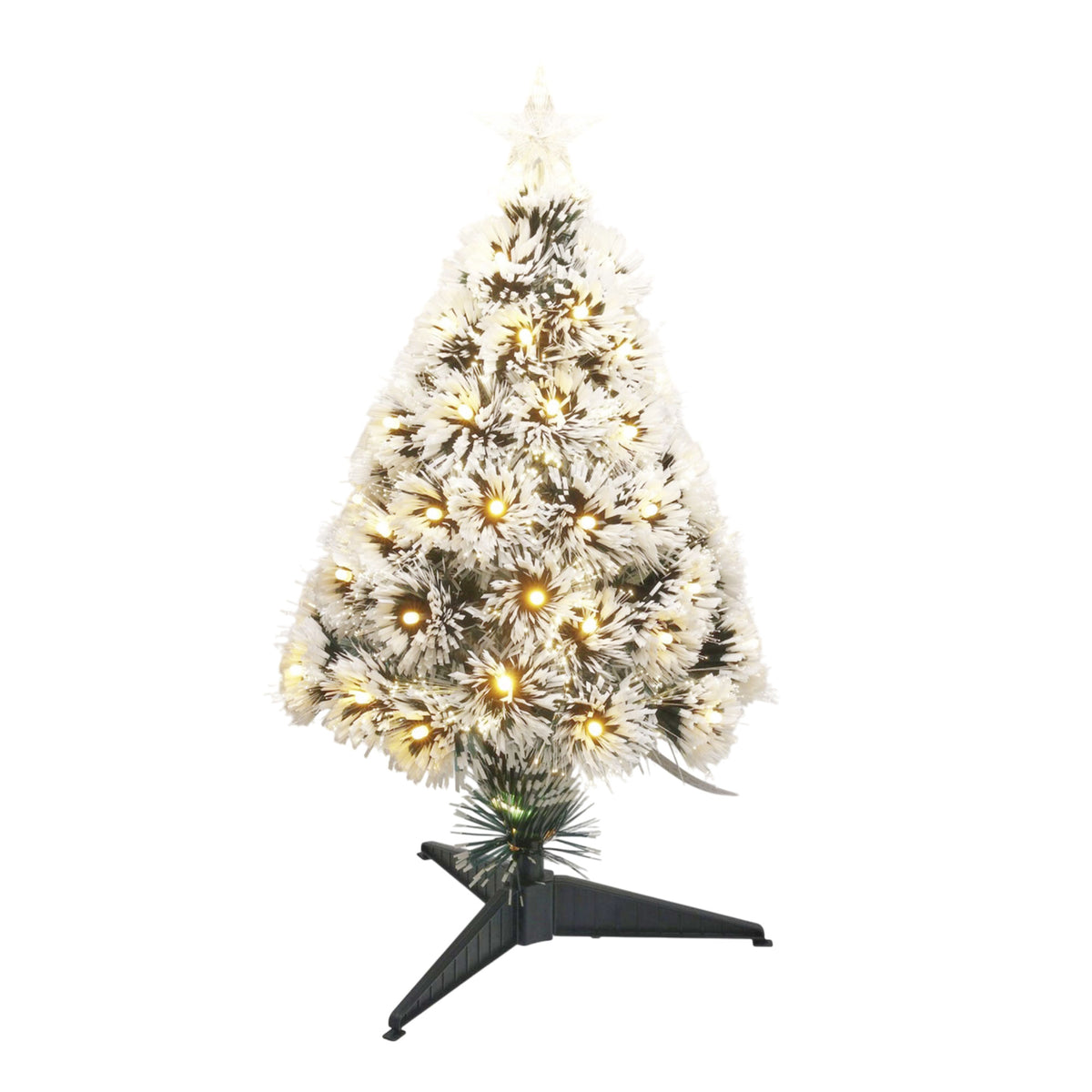Árbol de Navidad fibra óptica 60 LED blanco cálido H60cm