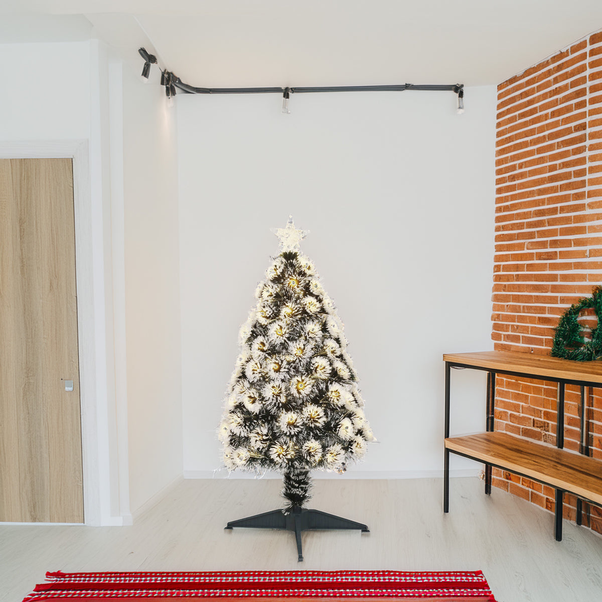 Árbol de Navidad fibra óptica 95 LED blanco cálido H90cm (4)