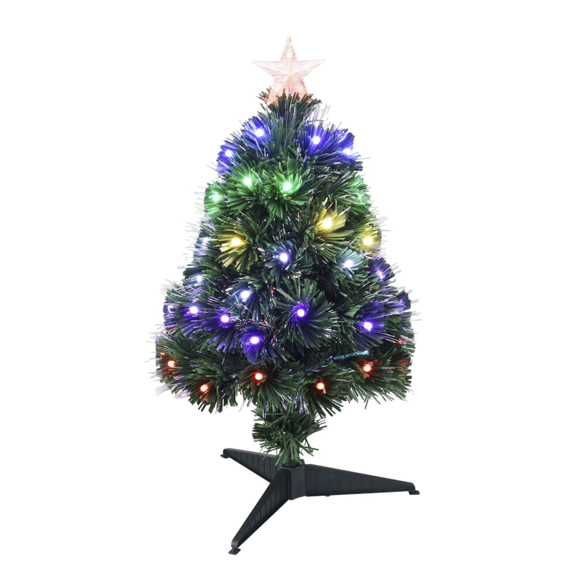 Árbol de Navidad fibra óptica 60 LED RGB 8 funciones H60cm
