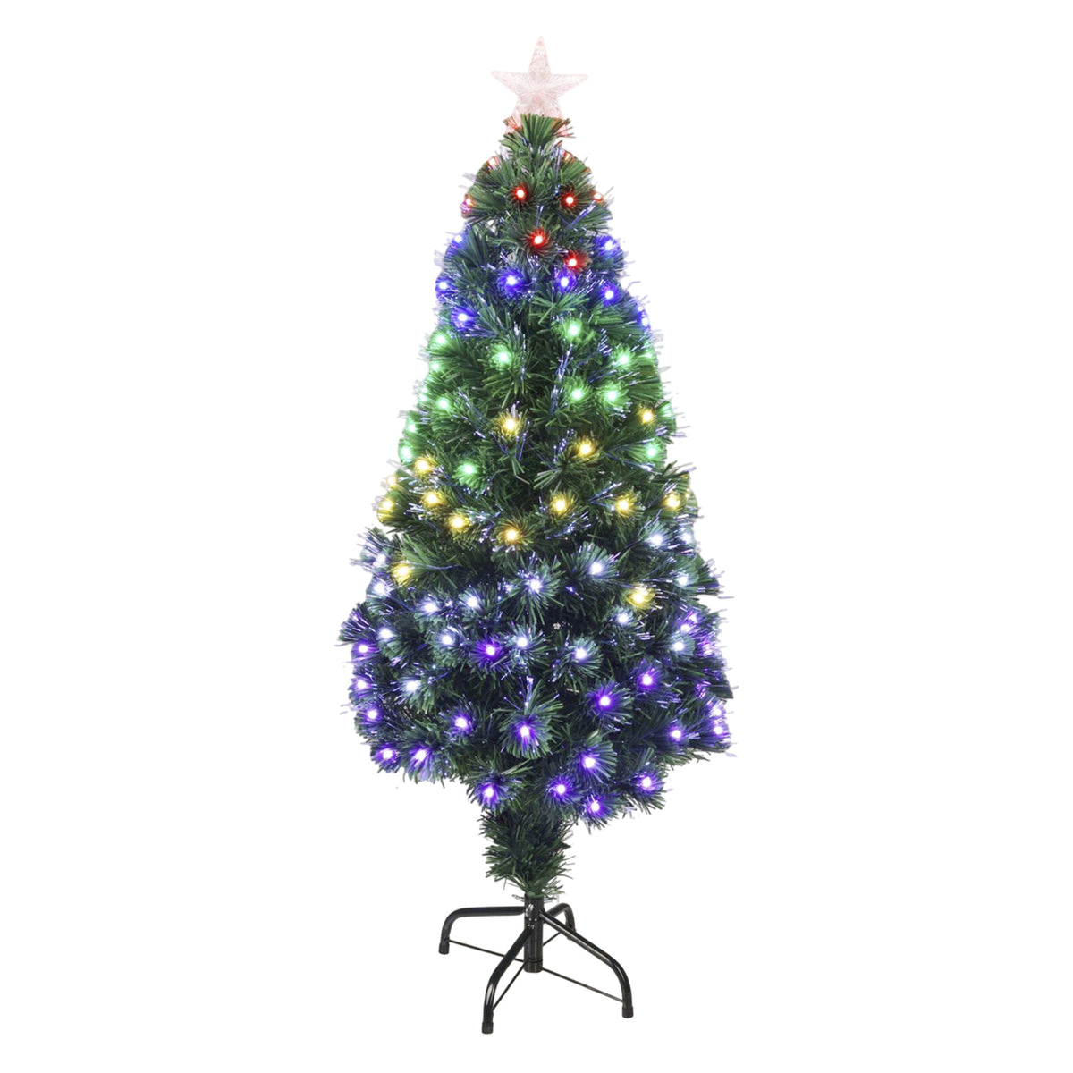 Árbol de Navidad fibra óptica 135 LED RGB 8 funciones H120cm