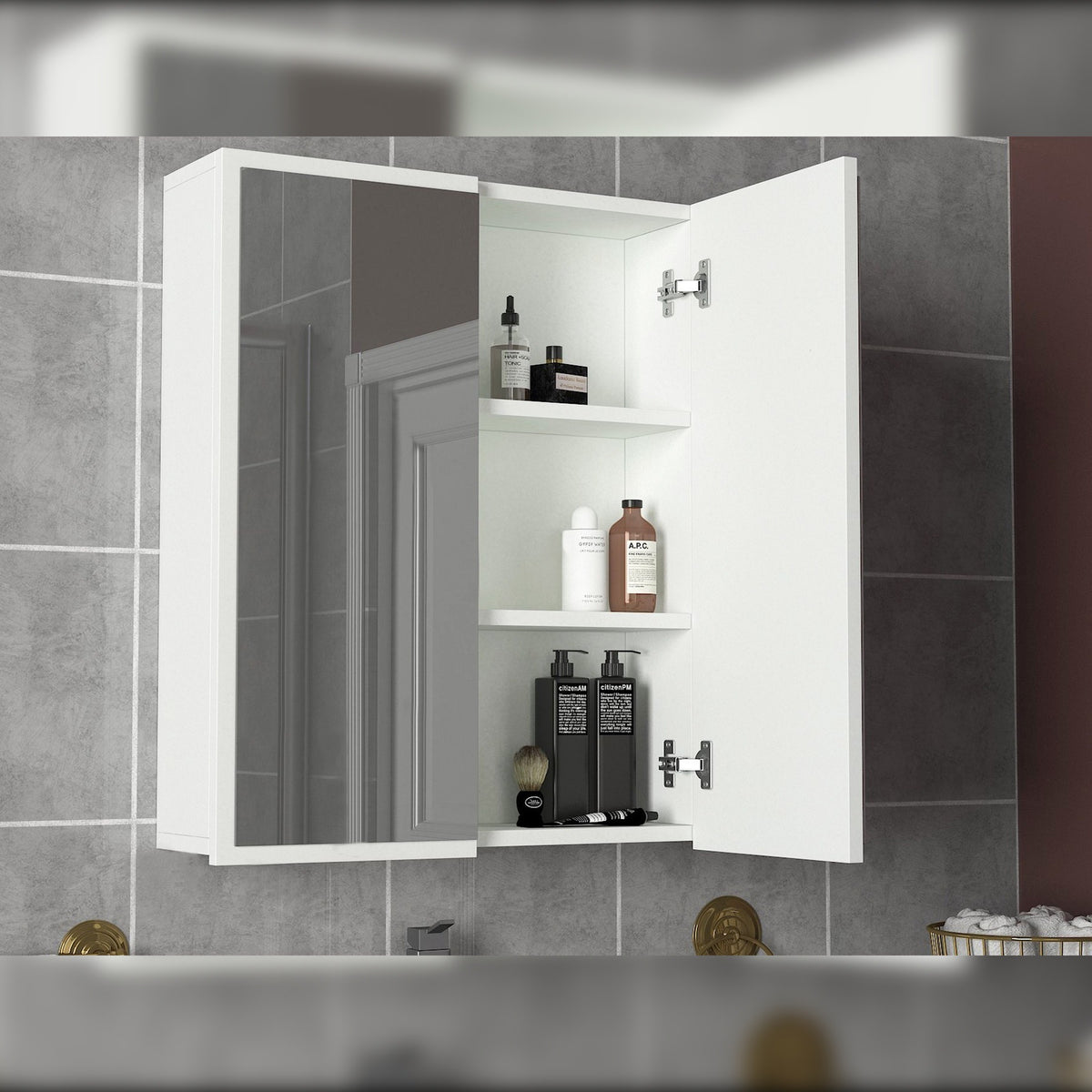 Mueble de baño melamina color blanco 100% aglomerado rechapado (4)