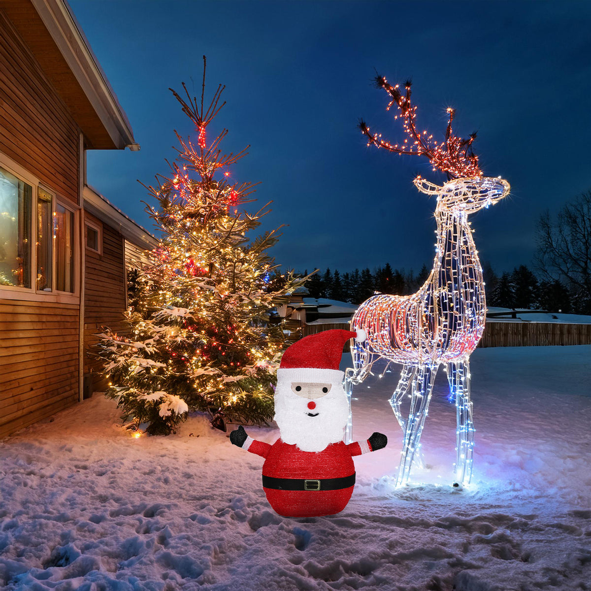 Papá Noel 3D con LEDs blancas cálidas 63x40x68cm (4)