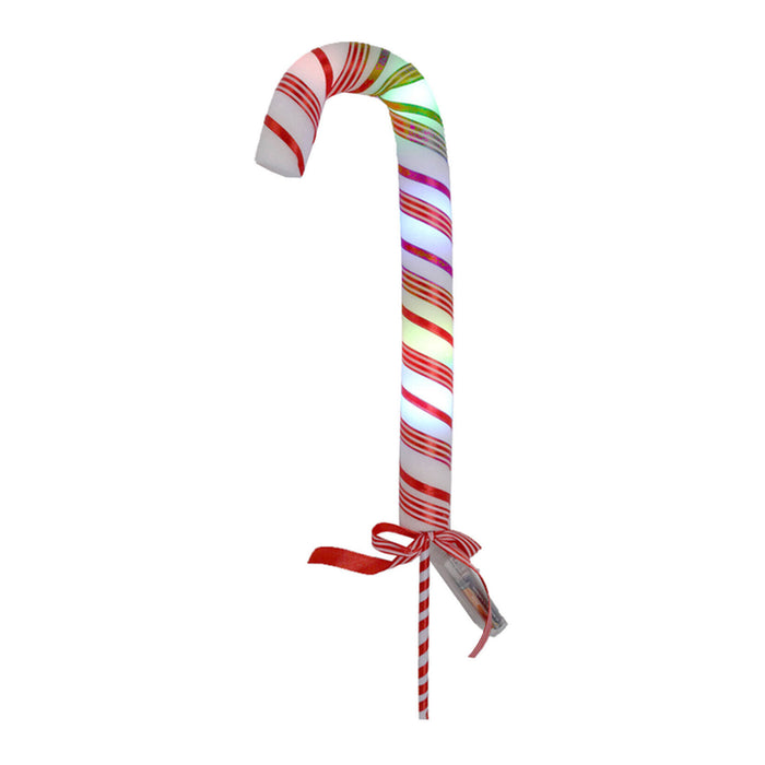 Bastón navideño de caramelo con luces LED multicolores 13x4x53cm