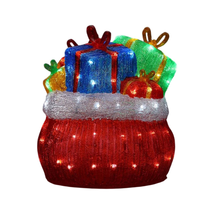 Bolsa de regalos decorativa con 96 luces LED blancas 32x32x35cm