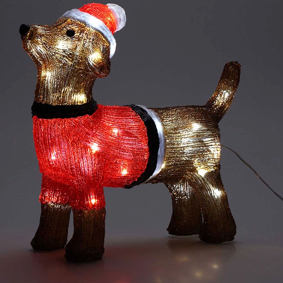 Perrito navideño decorativo con 40 luces LED (5)
