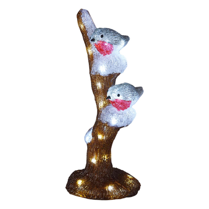 Lámpara decorativa pájaros en árbol con 30 LEDs blancos