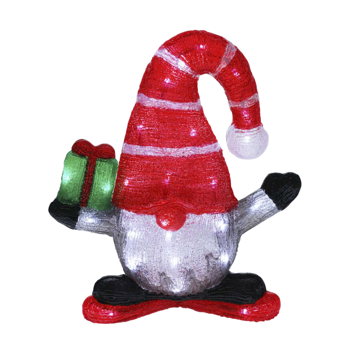 Gnomo navideño con 40 luces LED y temporizador 35x15x40cm