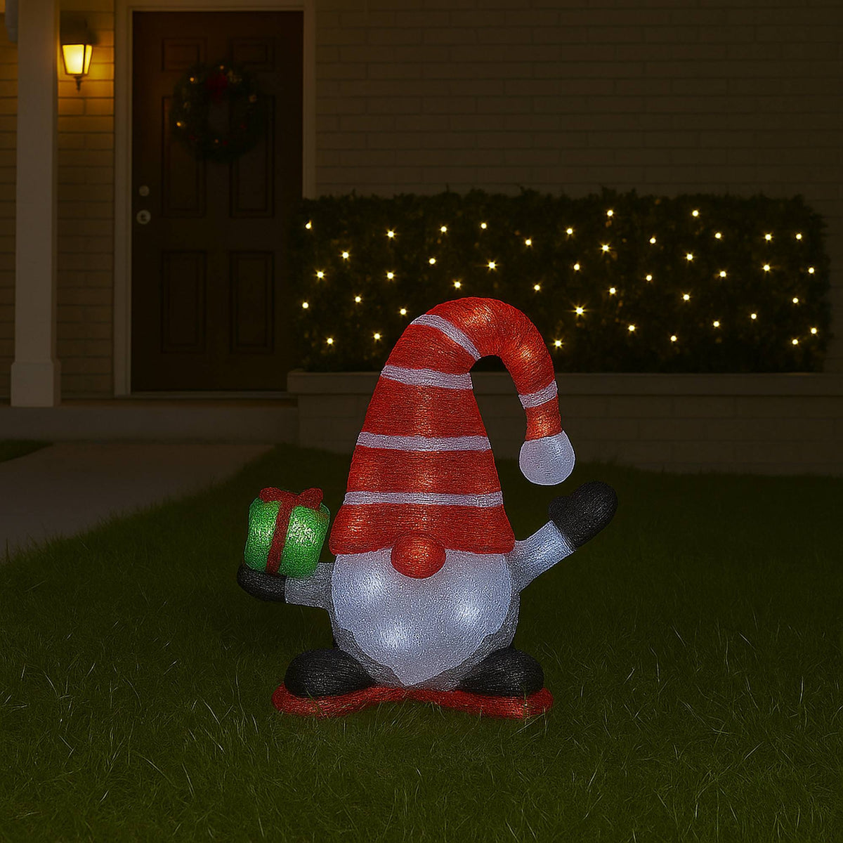 Gnomo navideño con 40 luces LED y temporizador 35x15x40cm (4)