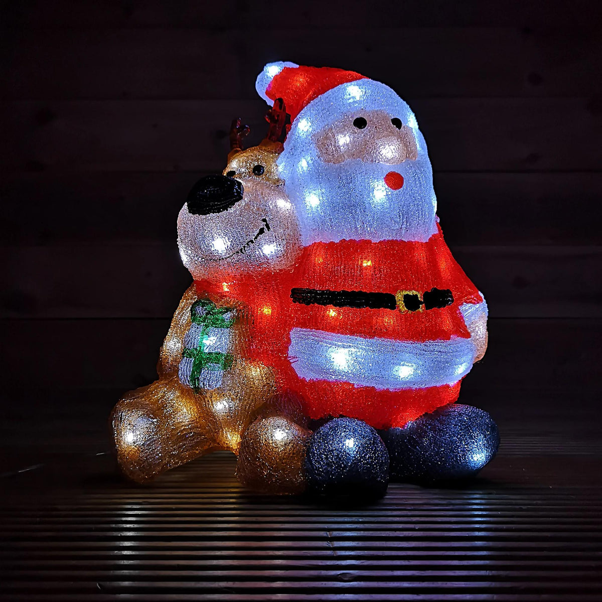 Figura luminosa Papá Noel y reno con luces LED y temporizador (4)