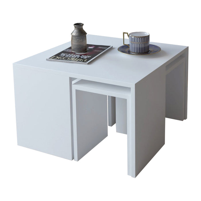 Set mesas de centro melamina color blanco 60x60x36,8cm