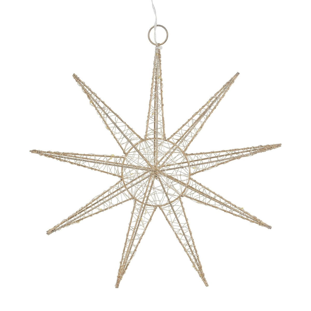 Estrella LED colgante de alambre 20 luces decorativa 30x7cm