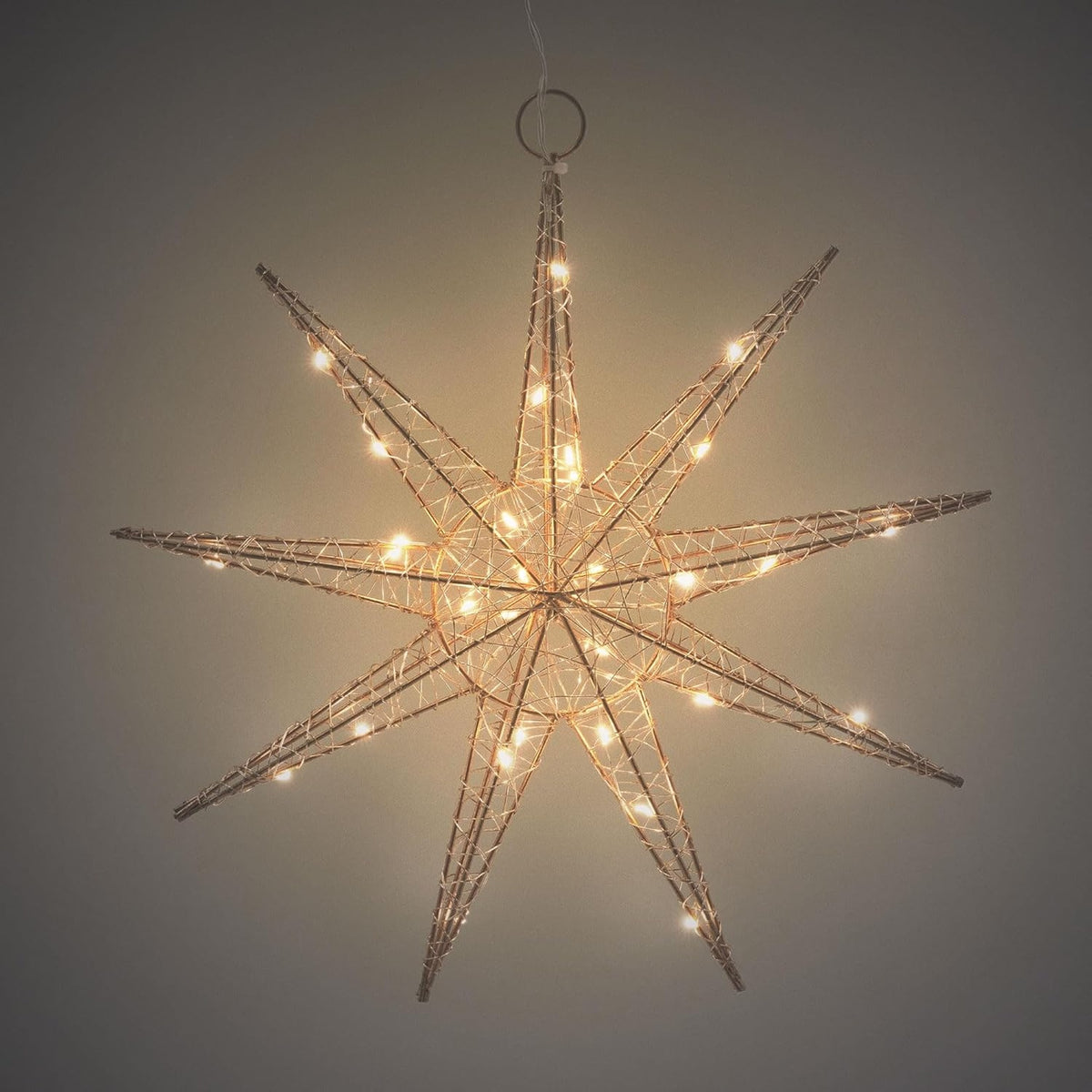 Estrella LED colgante de alambre 20 luces decorativa 30x7cm (6)