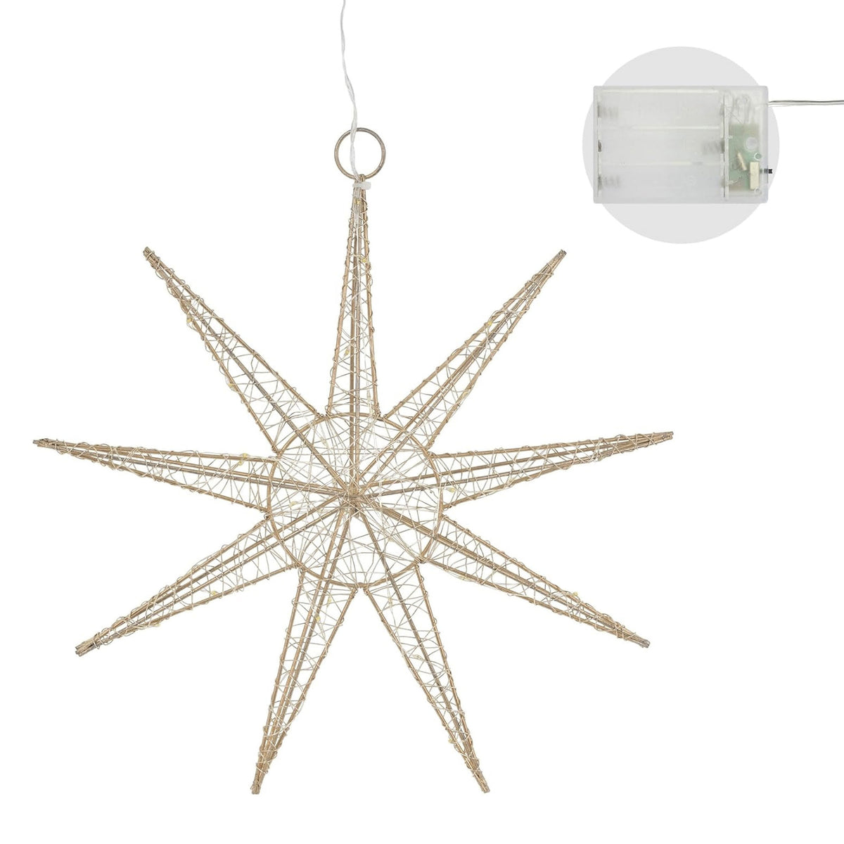 Estrella LED colgante de alambre 20 luces decorativa 30x7cm (7)