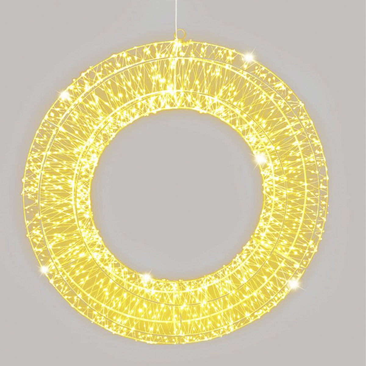 Anillo metálico luminoso 1800 micro LED blanco cálido 58x13x58cm (6)