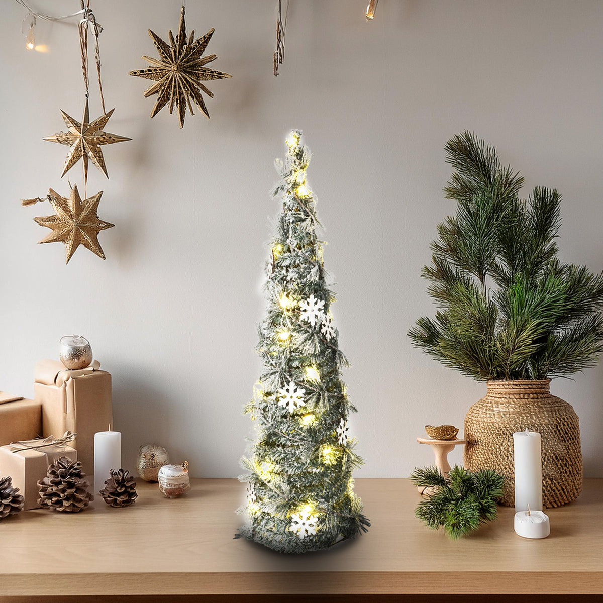 Cono navideño artificial 30 micro LED H.60cm (4)