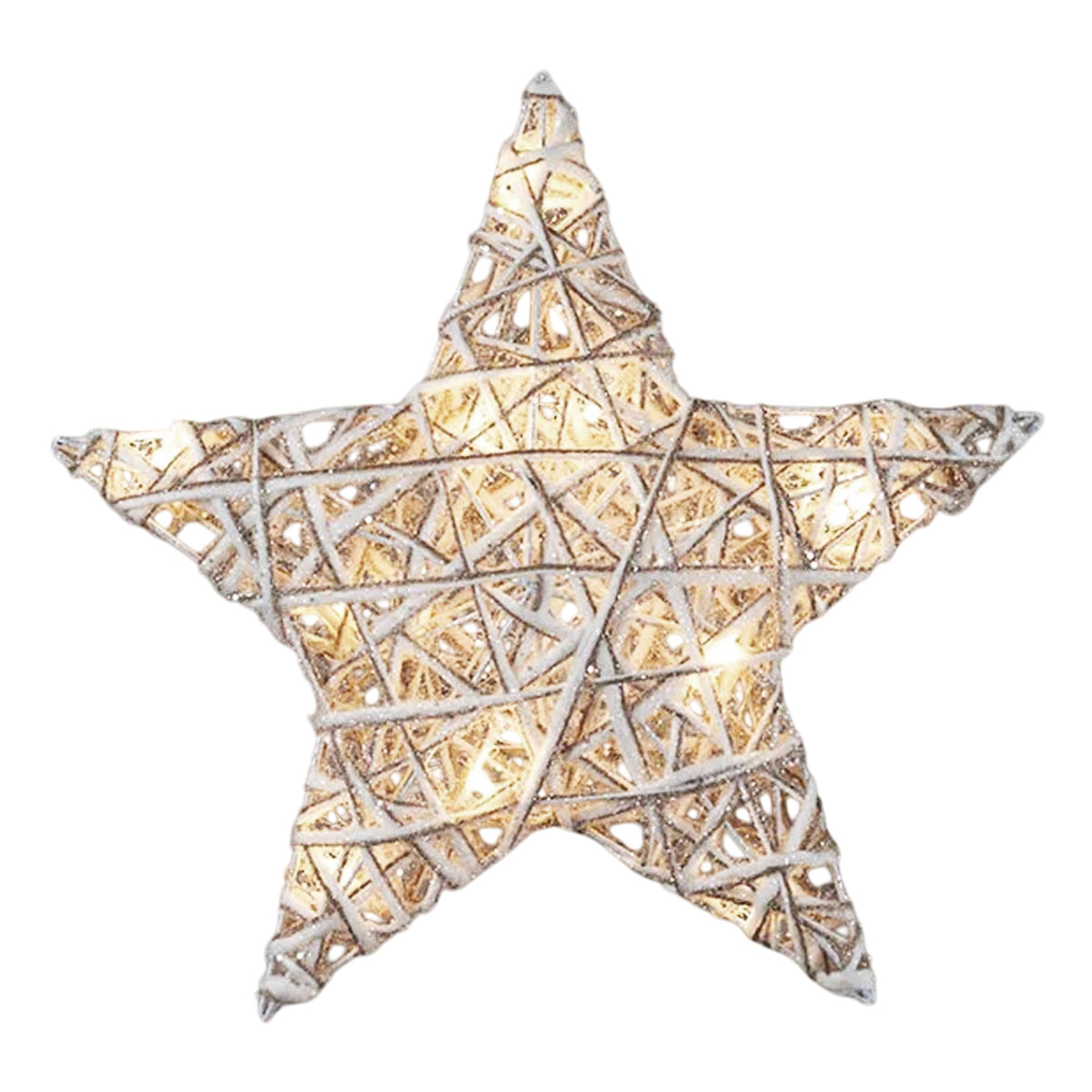Estrella decorativa luminosa con purpurina 10 LED 30x8x30cm