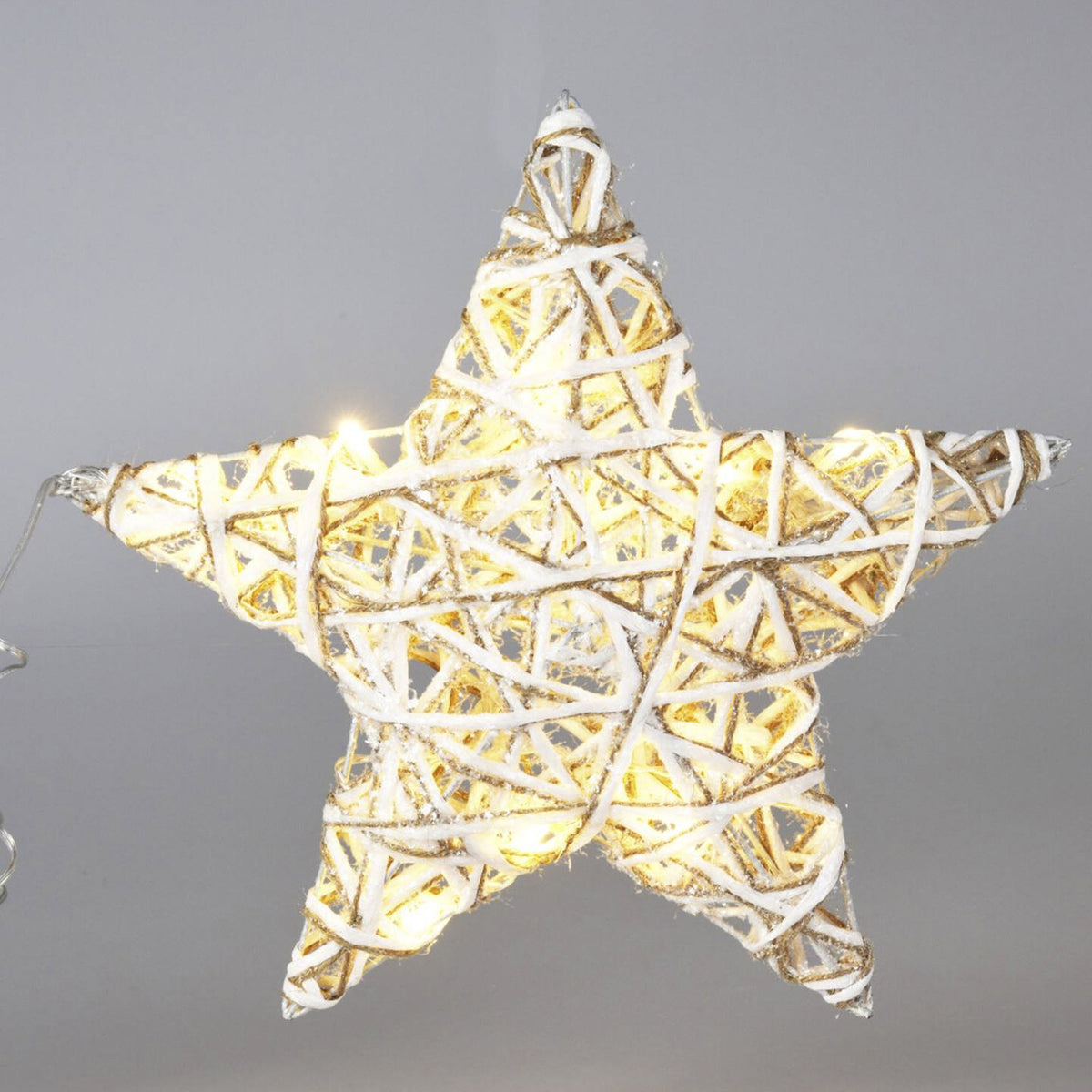 Estrella decorativa luminosa con purpurina 10 LED 30x8x30cm (5)