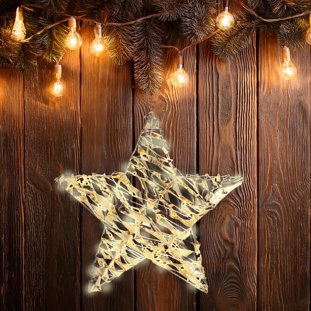 Decoración colgante estrella con 40 micro LED 30x8x30cm (3)