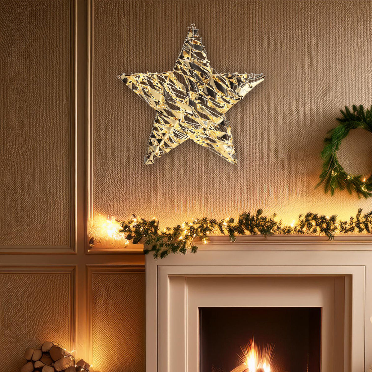Decoración colgante estrella con 40 micro LED 30x8x30cm (4)