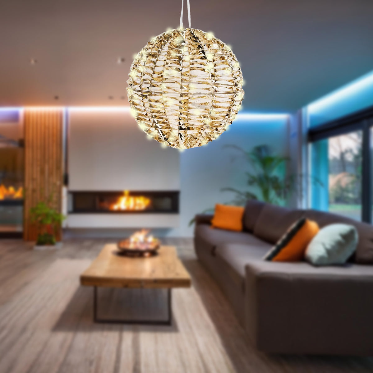 Bola luminosa decorativa oro brillante 720 micro LED Ø40cm (3)