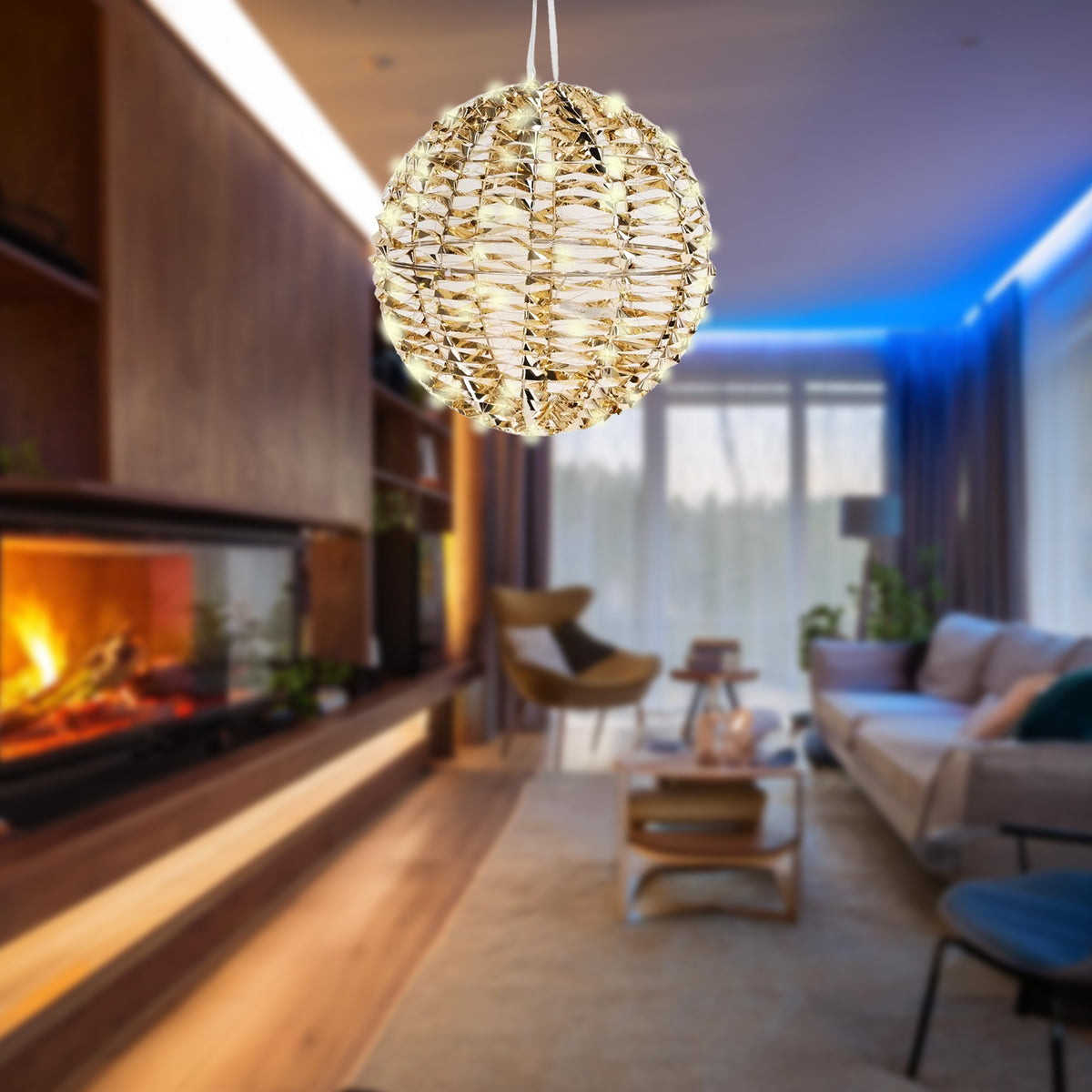 Bola luminosa decorativa oro brillante 720 micro LED Ø40cm (4)
