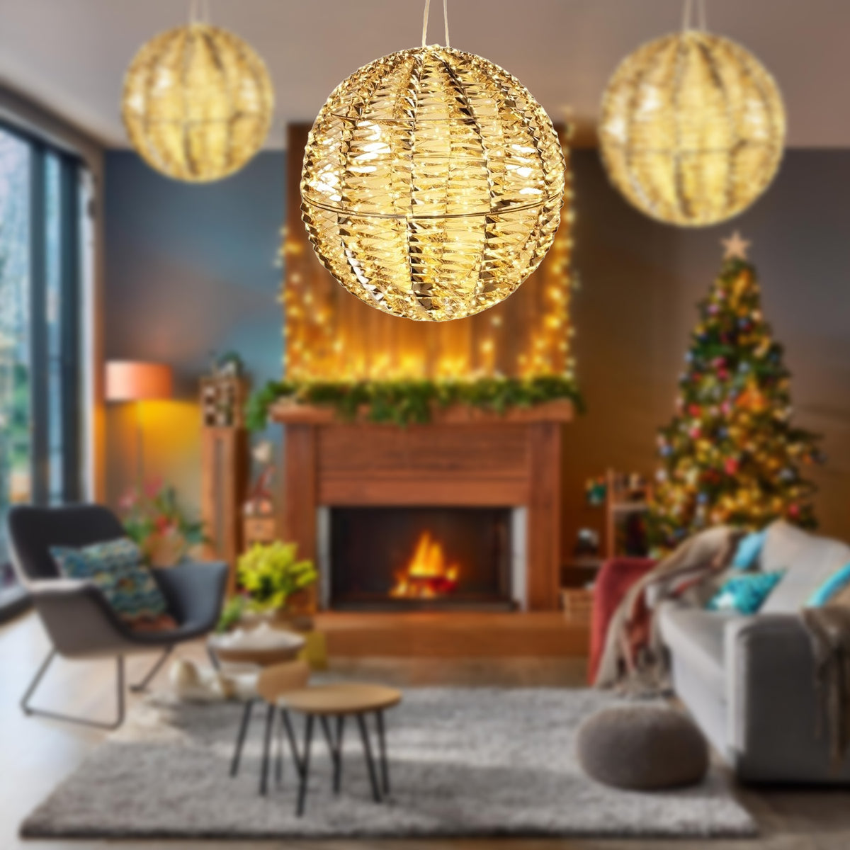 Bola luminosa decorativa oro brillante 960 micro LED Ø50cm (3)
