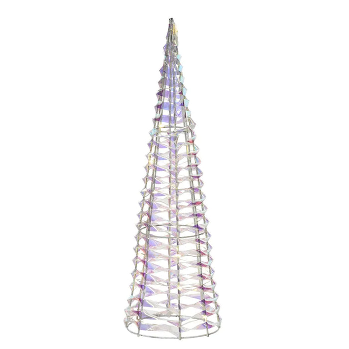 Cono decorativo navideño 80 micro LED arco iris retorcido H80cm
