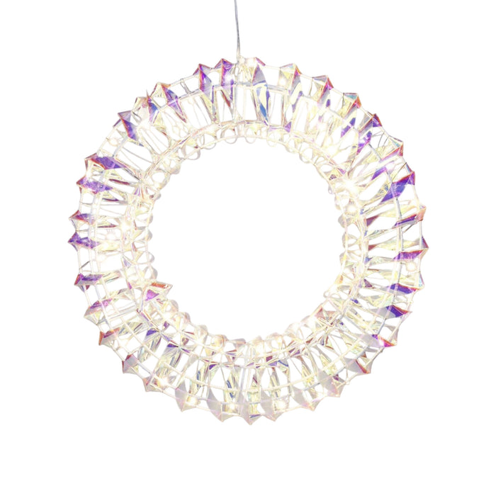 Corona metálica luminosa 50 micro LED diseño retorcido 30x6x30cm