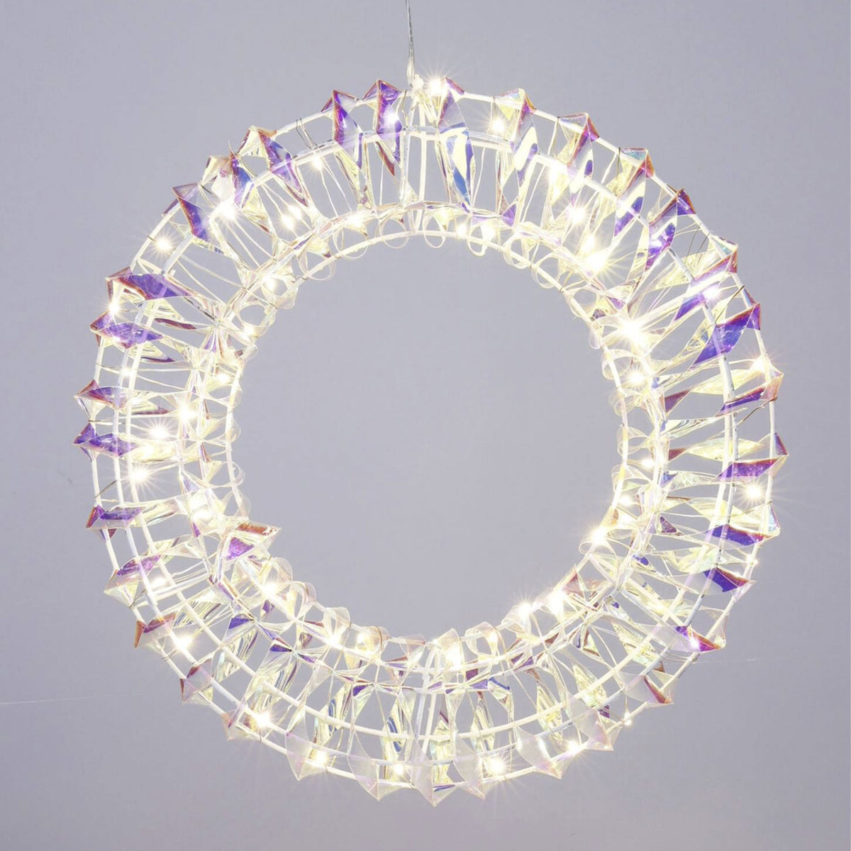 Corona metálica luminosa 50 micro LED diseño retorcido 30x6x30cm (5)