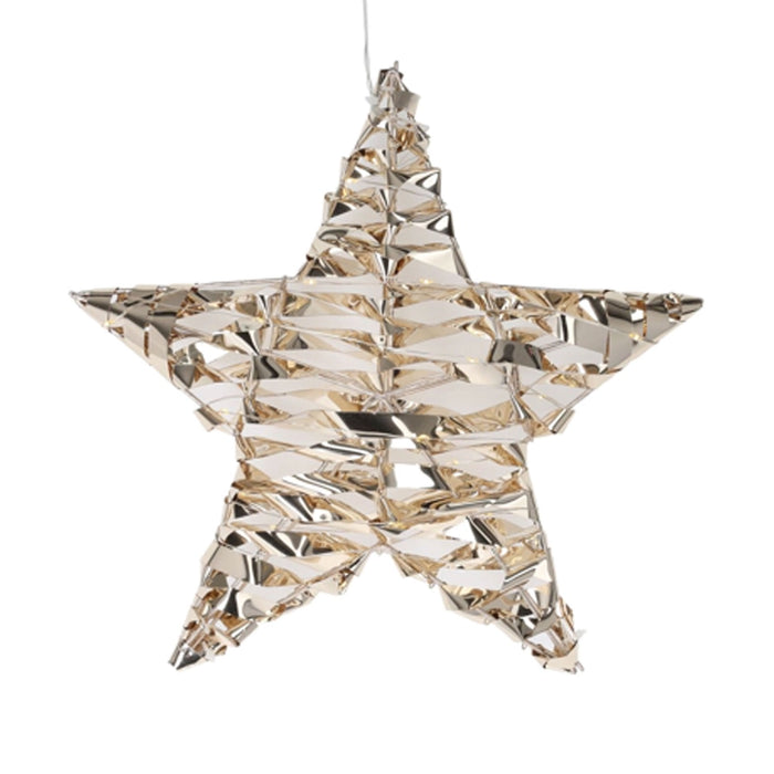 Estrella metálica luminosa 40 micro LED blanco cálido retorcida