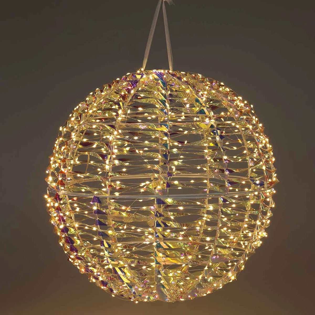 Bola metálica luminosa 720 micro LED arco iris retorcido Ø40cm (5)