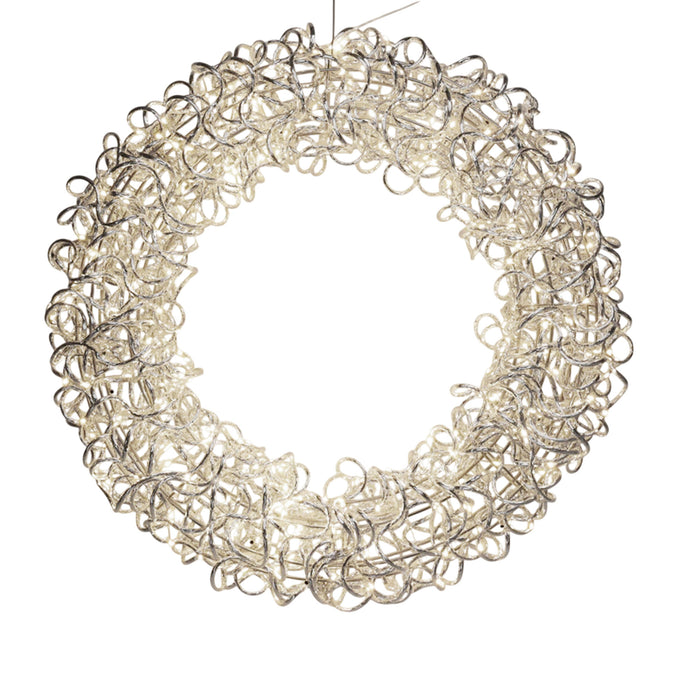 Corona aluminio luminosa con 300 micro LED 65x16x65cm