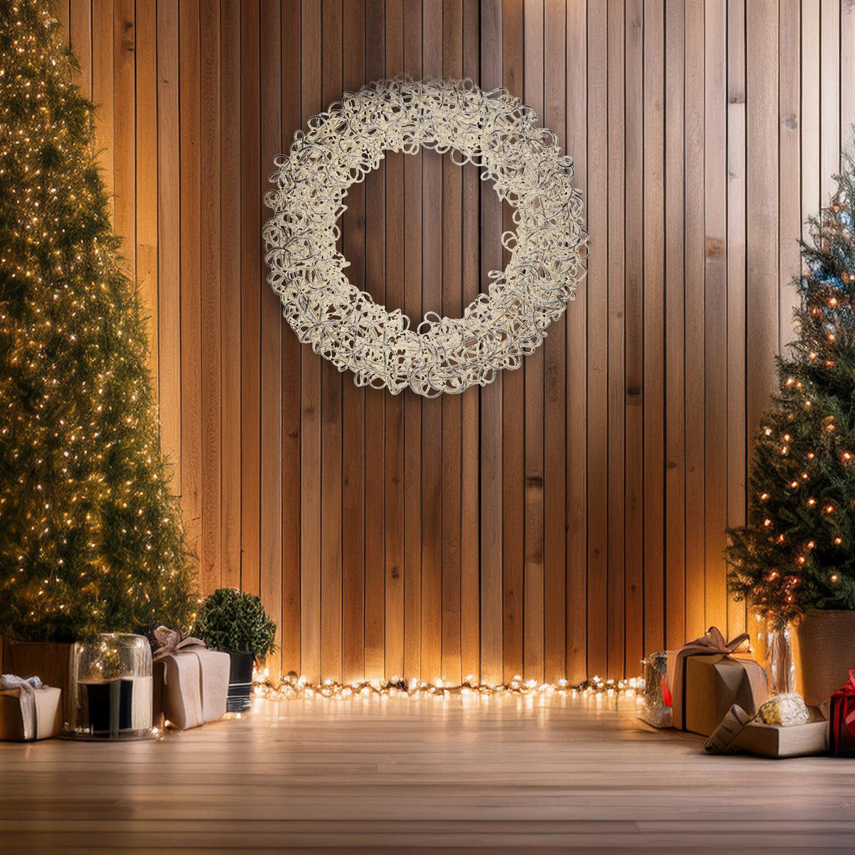 Corona aluminio luminosa con 300 micro LED 65x16x65cm (4)