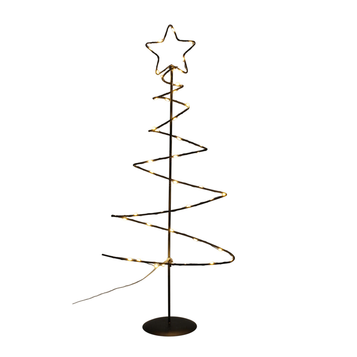 Árbol navideño metal negro 46 LED con estrella H53cm