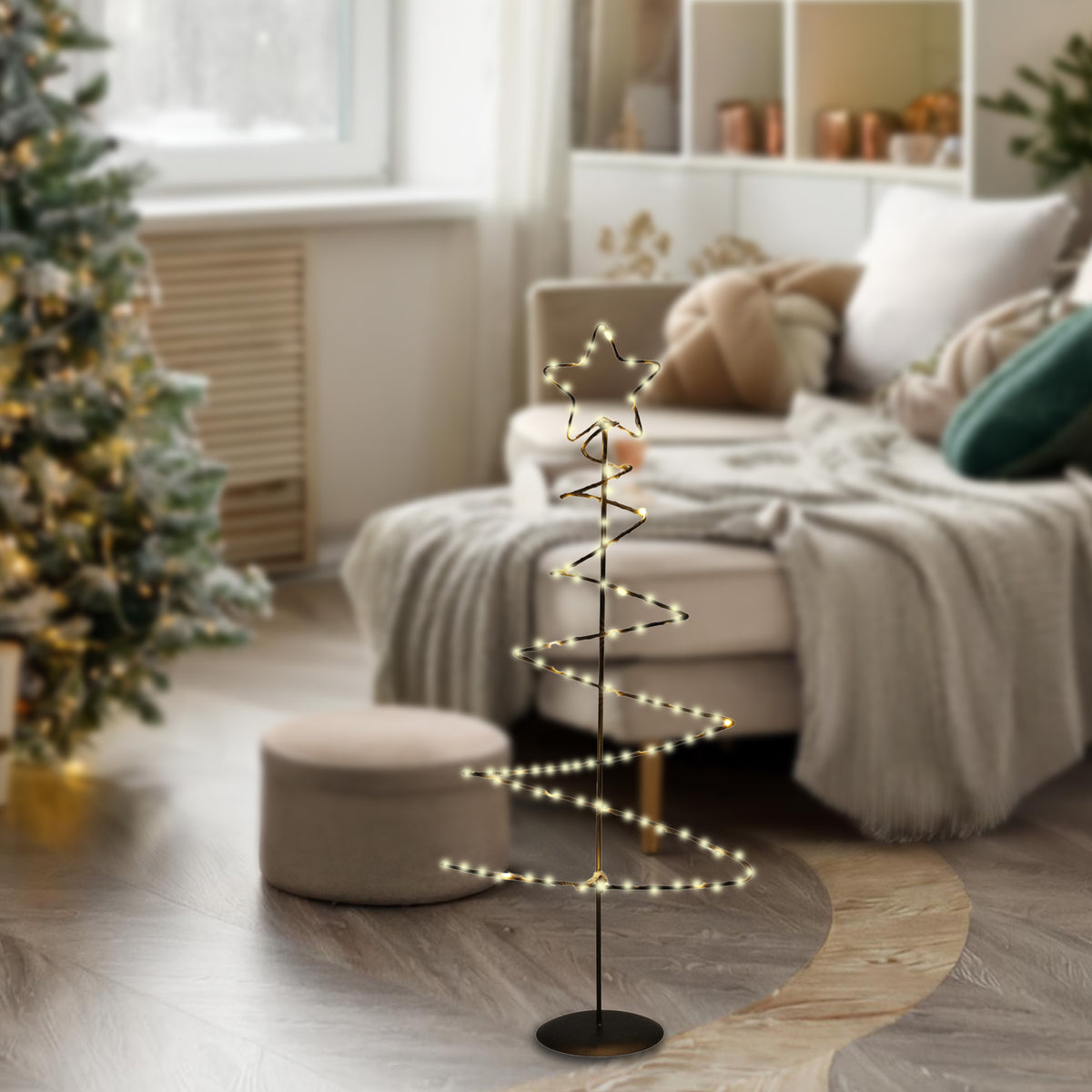 Árbol navideño metal negro 46 LED con estrella H53cm (3)