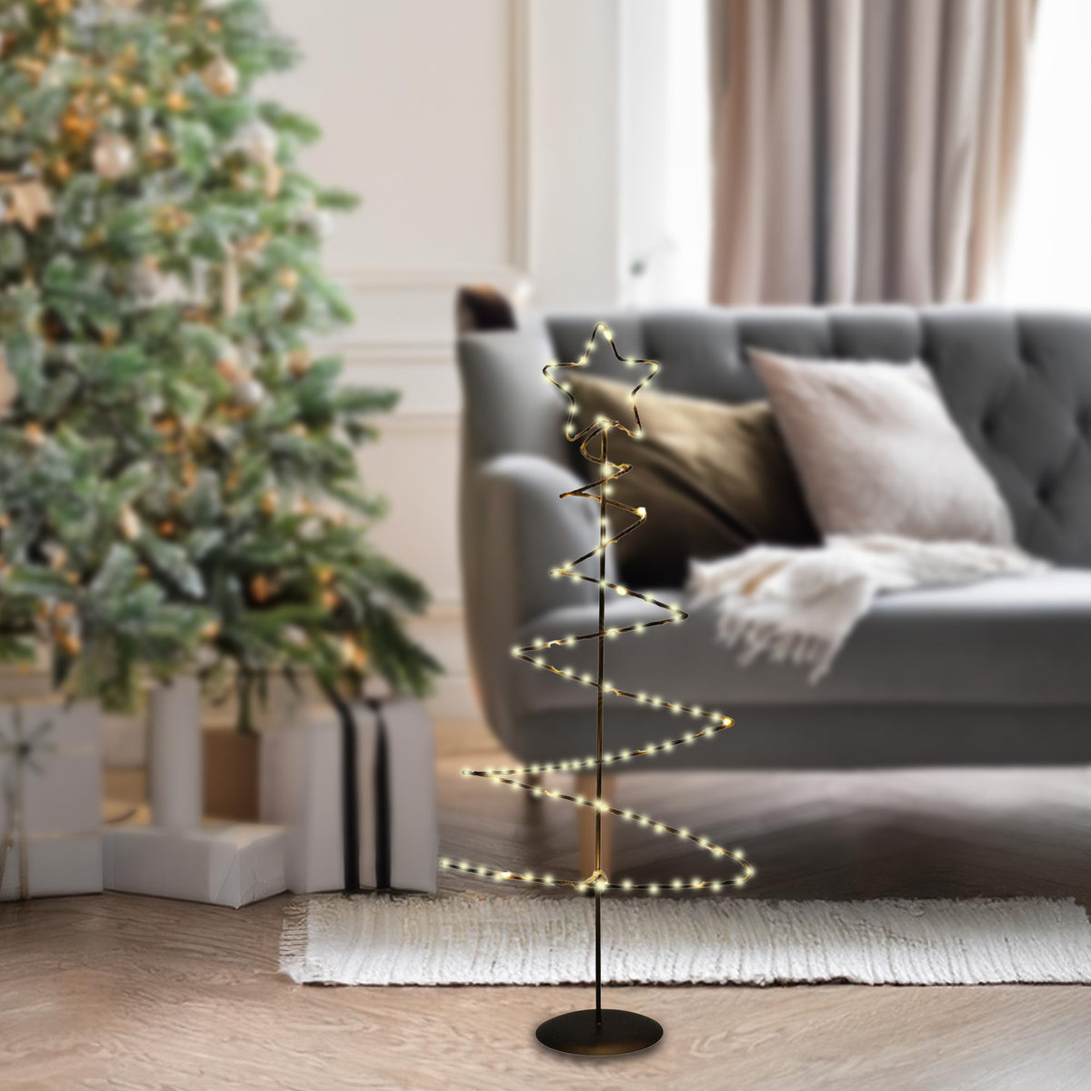 Árbol navideño metal negro 46 LED con estrella H53cm (4)