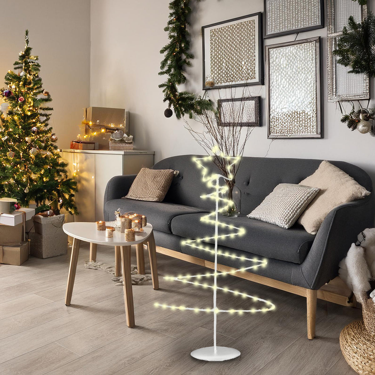 Árbol navideño metal blanco 46 LED con estrella H53cm (3)