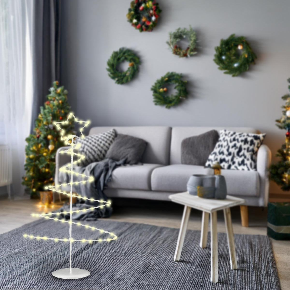 Árbol navideño metal blanco 46 LED con estrella H53cm (4)