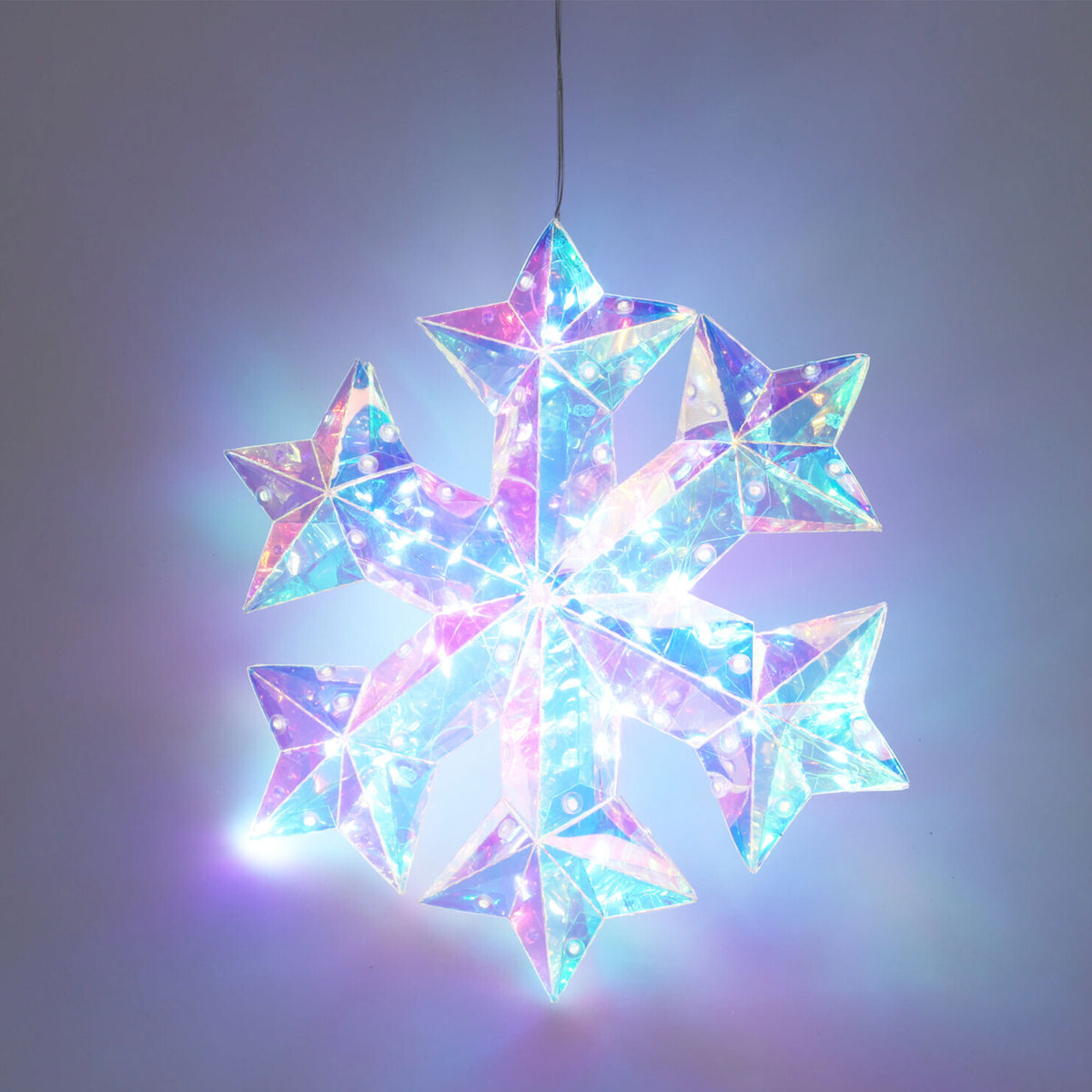 Copo de nieve luminoso 30 luces LED arco iris 27x5x27cm (5)