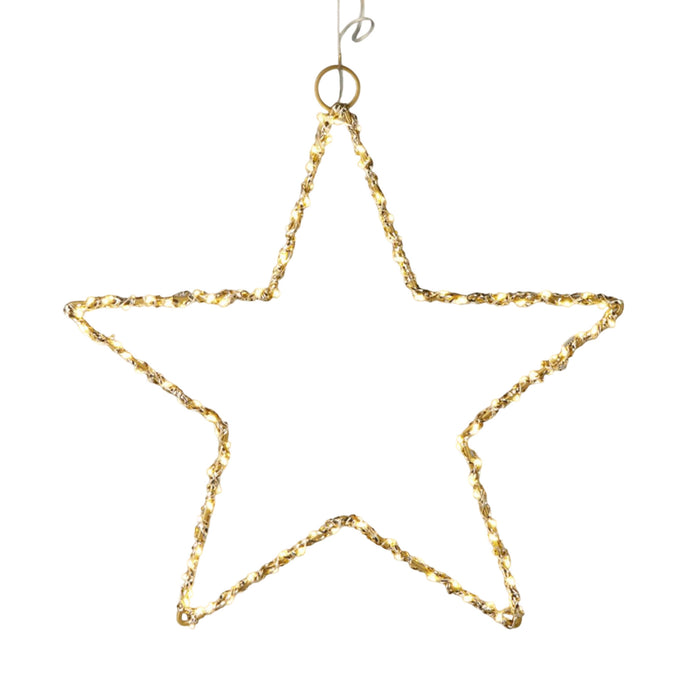 Estrella metal dorado luminosa con 120 luces LED 30x0,5x30cm