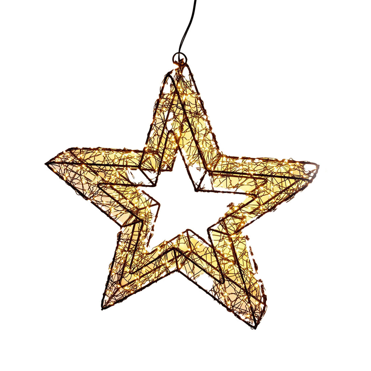 Estrella luminosa 500 luces LED con marco de metal 38x8x38cm